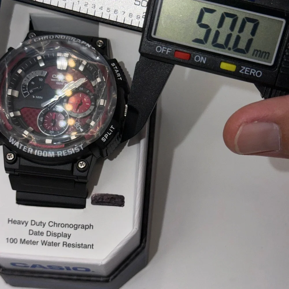 Casio Chronograph Watch Mens Black Red Heavy Duty Sport MCW-200H-4AV